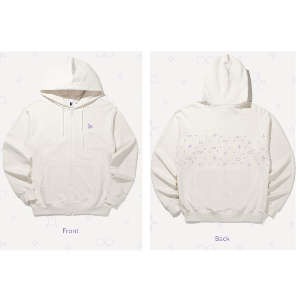 BTS 2021 Muster SOWOOZOO Zip-Up Hoodie Ivory Off White Purple
